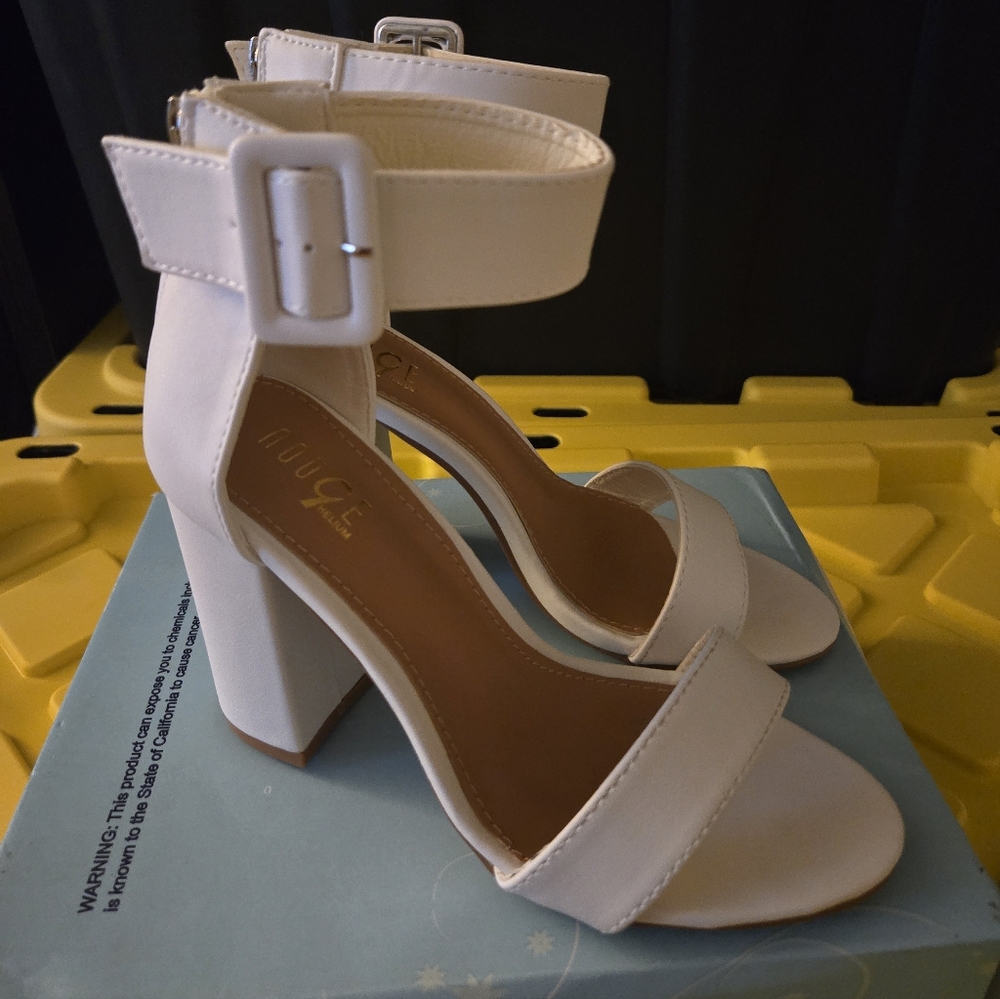 White Block Heels